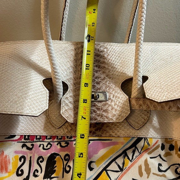 LeSolim vintage snakeskin leather gondolier Venice Italy large tote shoulder bag - Picture 11 of 12